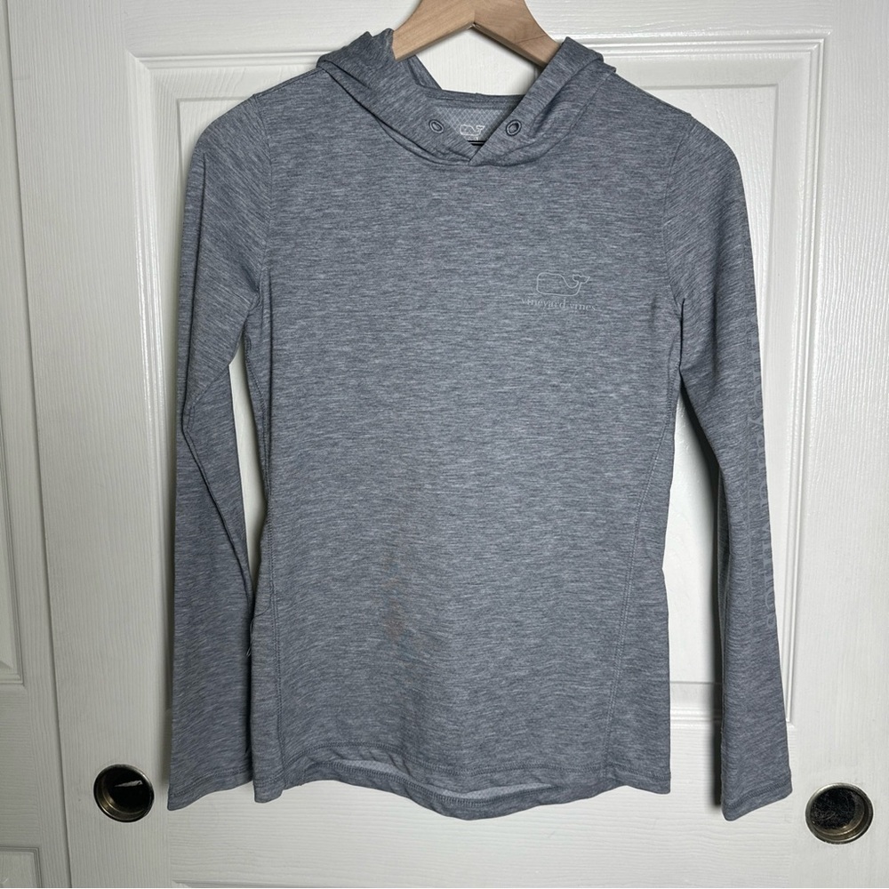 Vineyard Vines Performance Long Sleeve Hoodie Tee Shirt Women's XXSmall Gray